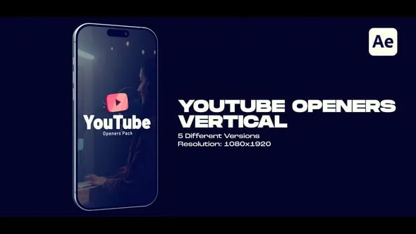 AE模板-垂直YouTube社交媒体片头开场展示模板 VH-61627601