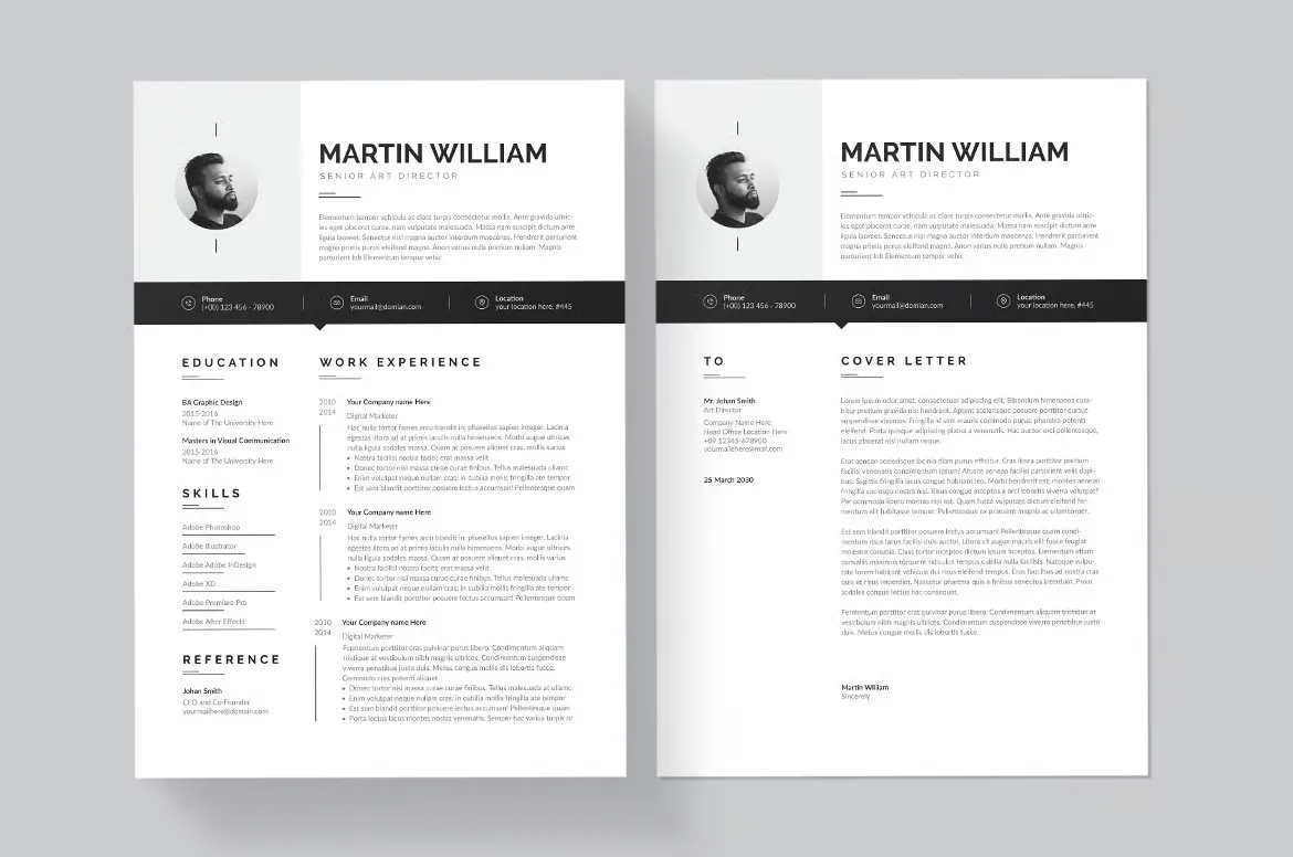 简历模板-支持 InDesign、Canva、Word