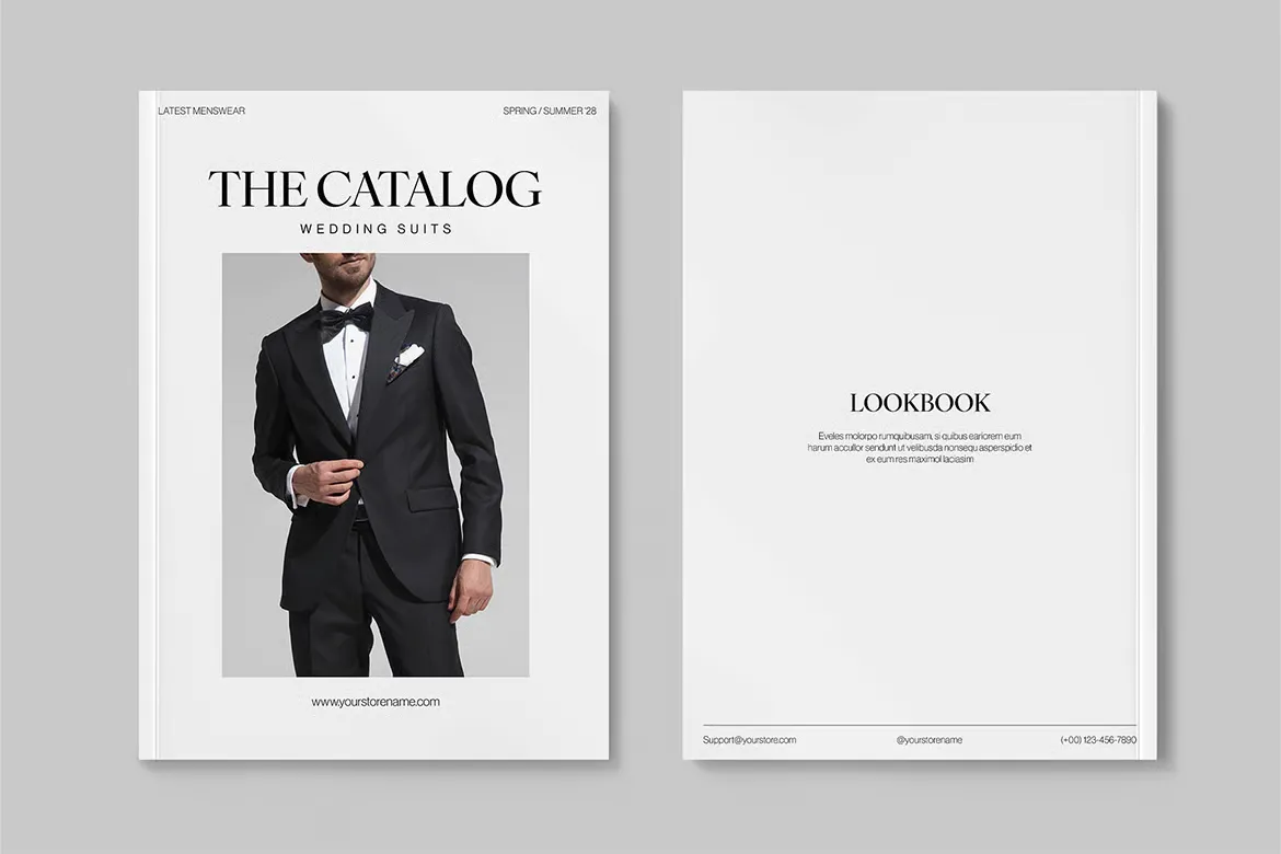 男士服装目录模板(含婚礼西装,燕尾服和黑领结主题)