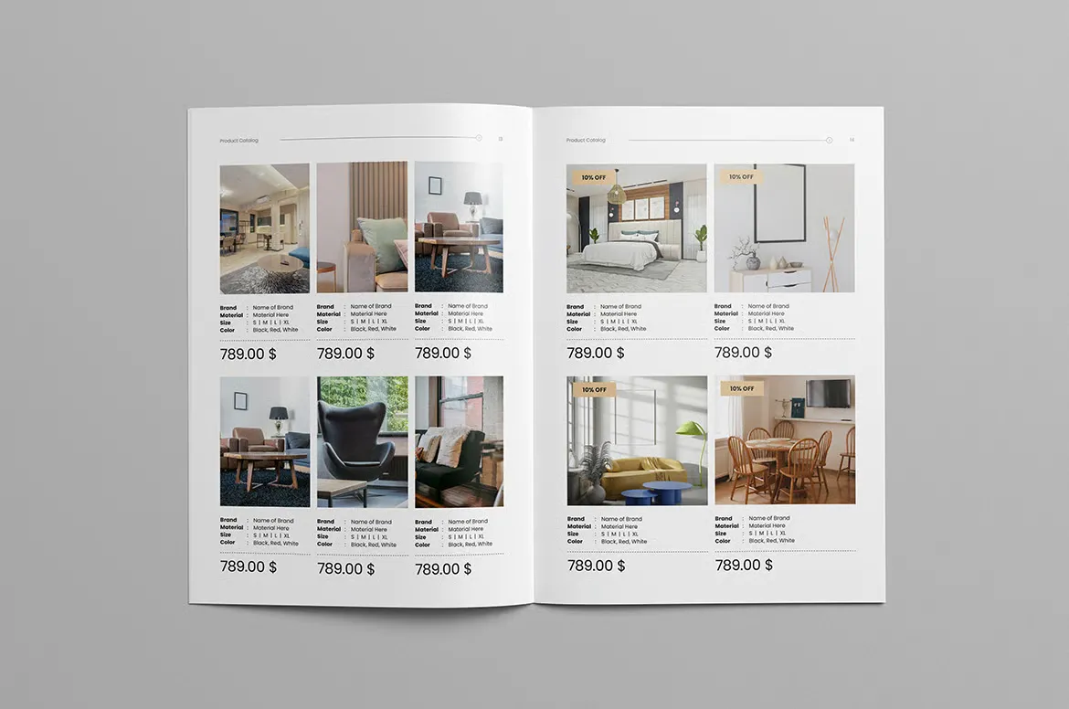 室内设计家具产品目录排版编辑设计可打印InDesign模板