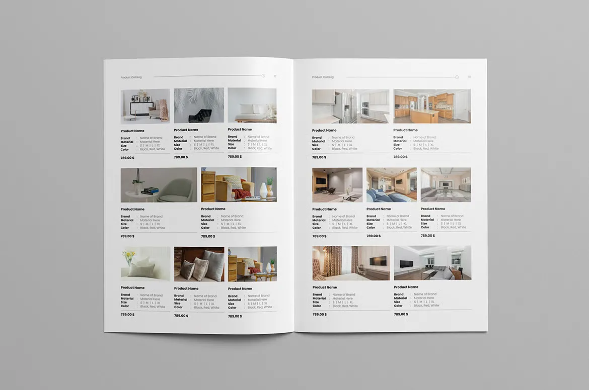 室内设计家具产品目录排版编辑设计可打印InDesign模板