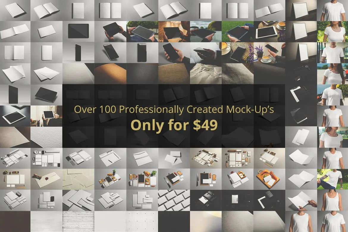 MockupCloud - 200+企业文具传单手机T恤文具品牌样机模型套装