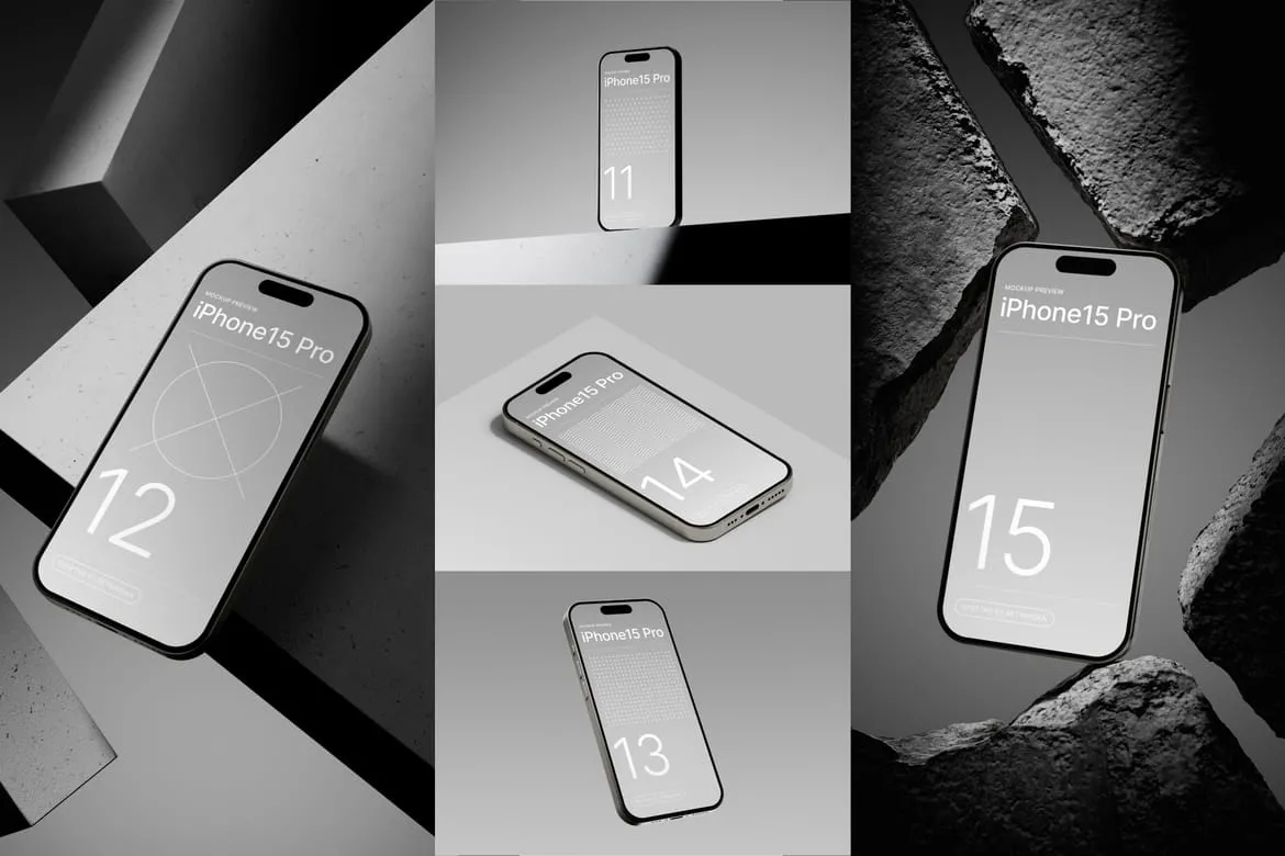 iPhone15 Pro 手机样机模型包-15 Pro样机模型捆绑包
