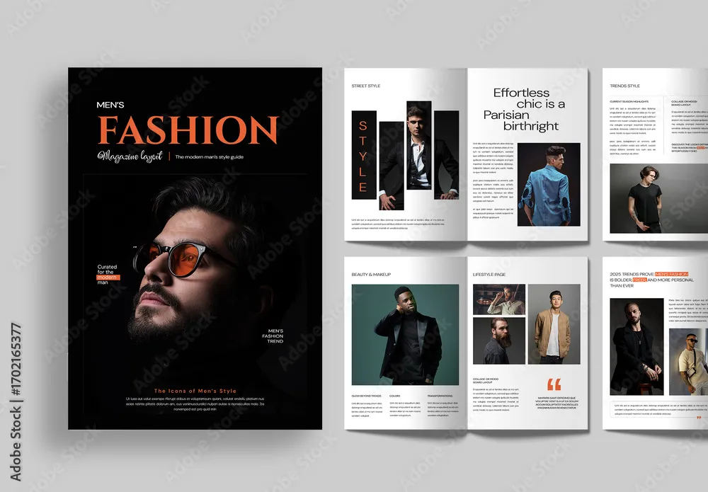 现代男士时尚杂志与Lookbook目录InDesign模板