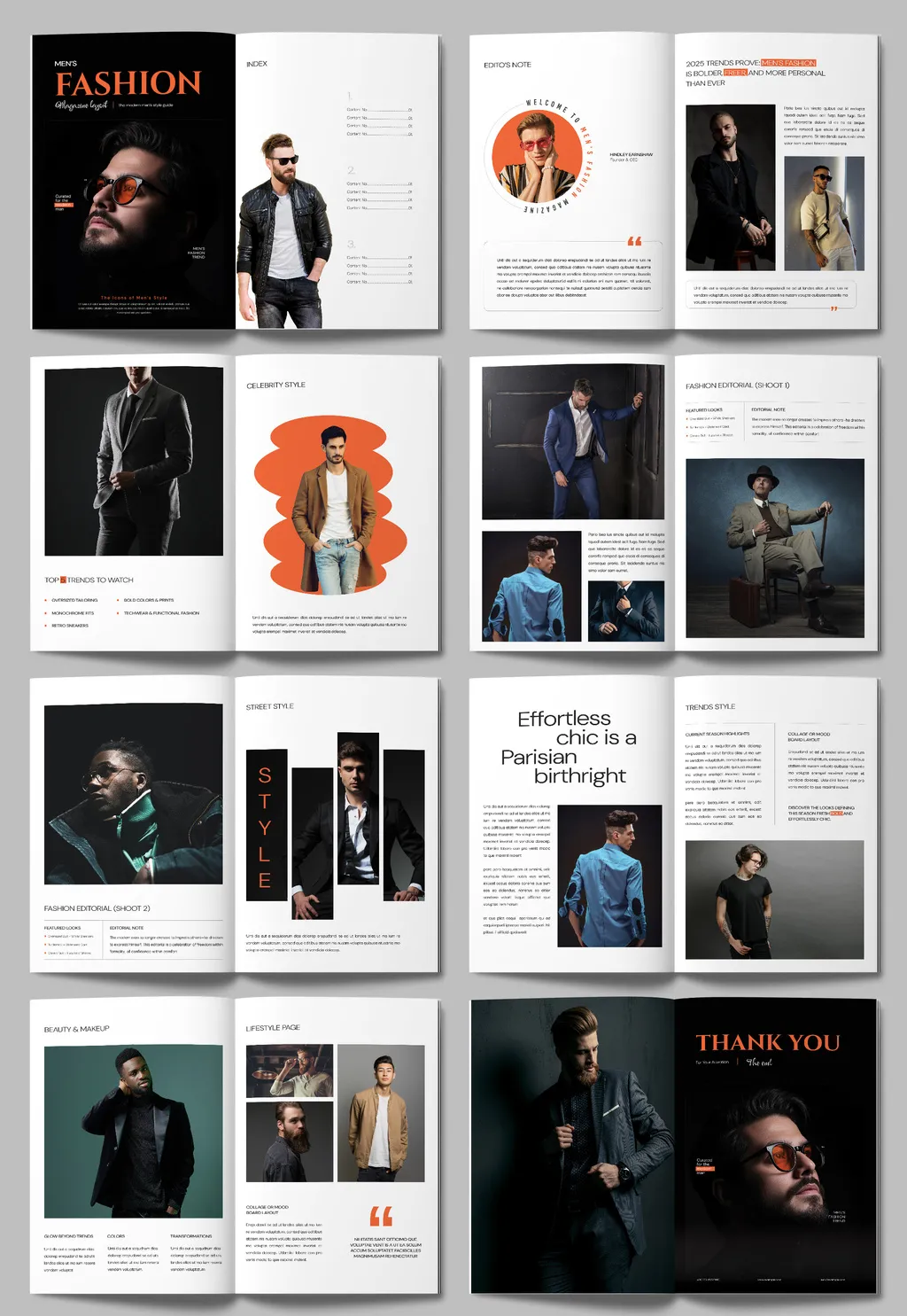 现代男士时尚杂志与Lookbook目录InDesign模板