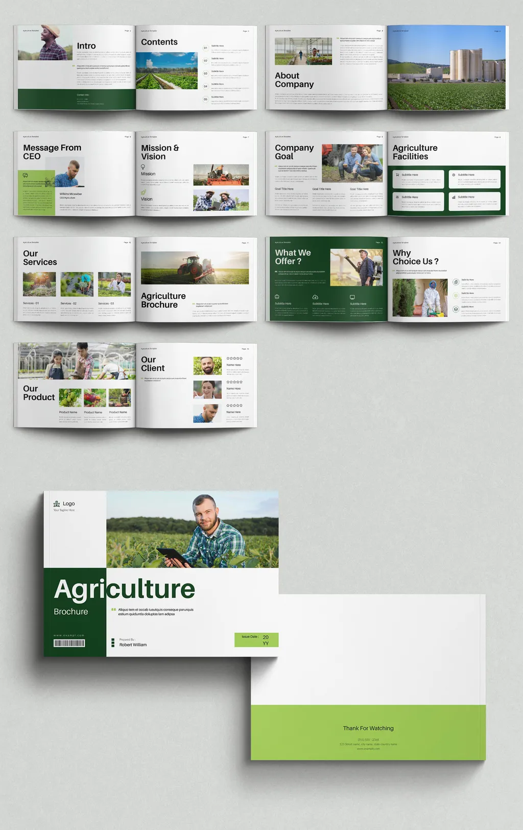 农业宣传册排版布局设计模板横版手册InDesign模板素材