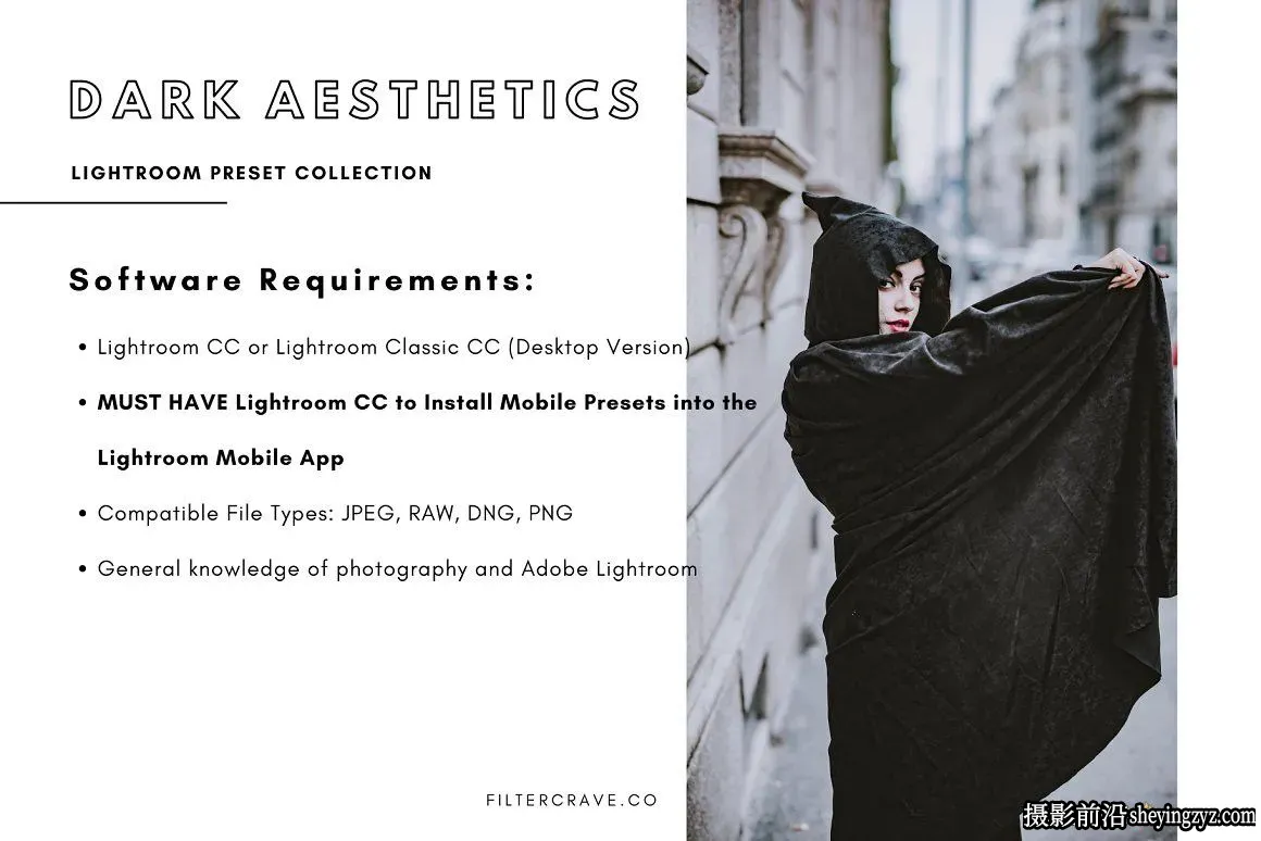 黑暗电影美学情绪人像Lightroom预设 Dark Aesthetic Lightroom Presets