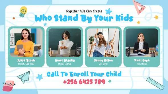 AE模板-卡通儿童幼儿园小孩教育开场片头模板VH-48801894