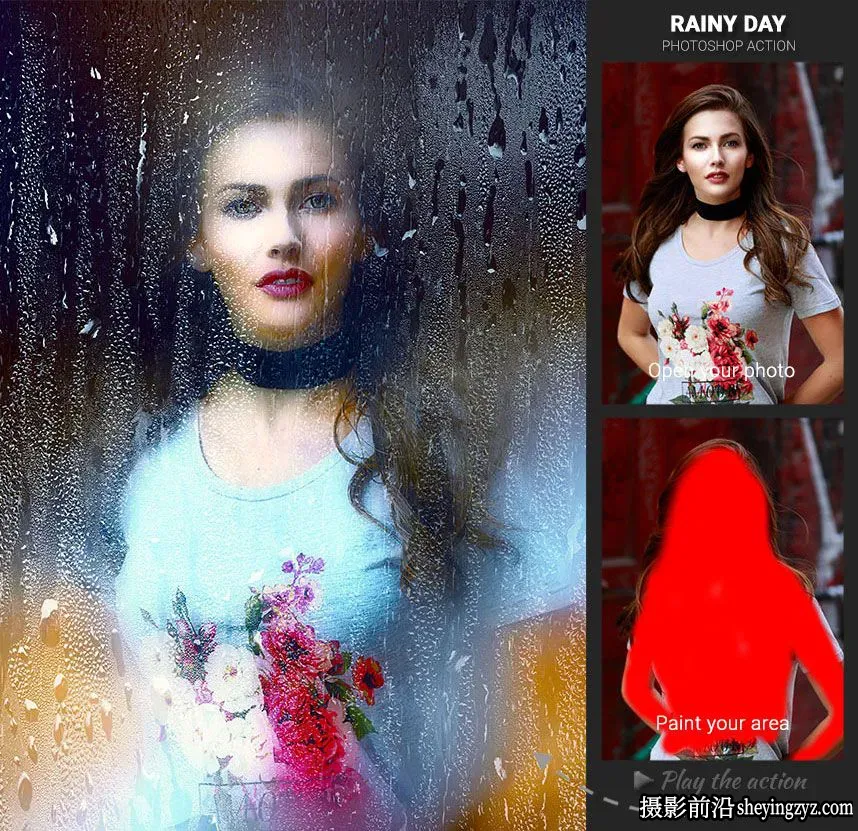 下雨天朦胧玻璃水珠PS动作Rainy Day Photoshop Action(附视频教程)