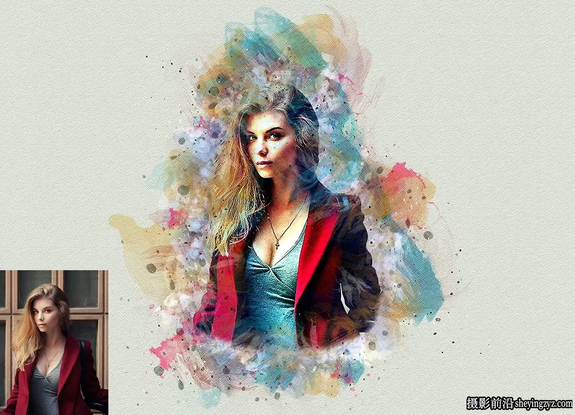 稀释水彩PS动作 Dilute Watercolor Photoshop Action 附视频教程