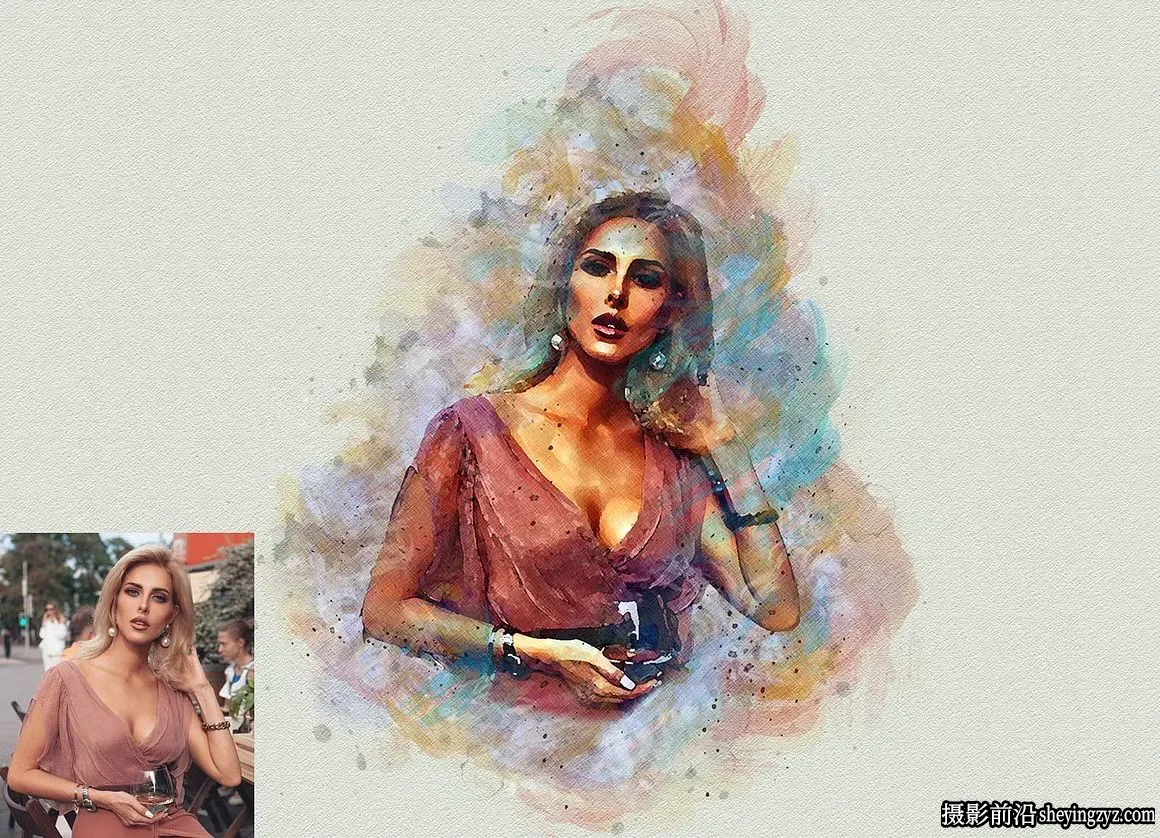 稀释水彩PS动作 Dilute Watercolor Photoshop Action 附视频教程