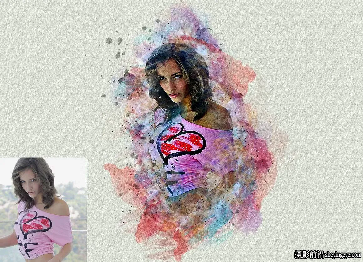 稀释水彩PS动作 Dilute Watercolor Photoshop Action 附视频教程