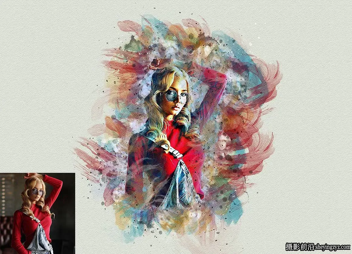 稀释水彩PS动作 Dilute Watercolor Photoshop Action 附视频教程
