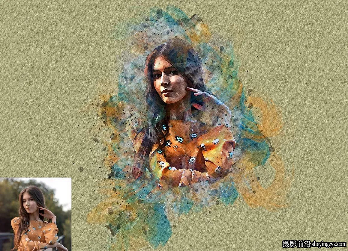 稀释水彩PS动作 Dilute Watercolor Photoshop Action 附视频教程