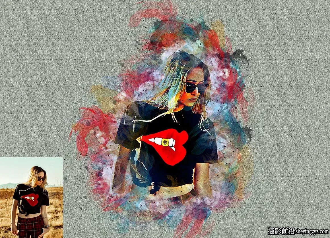 稀释水彩PS动作 Dilute Watercolor Photoshop Action 附视频教程