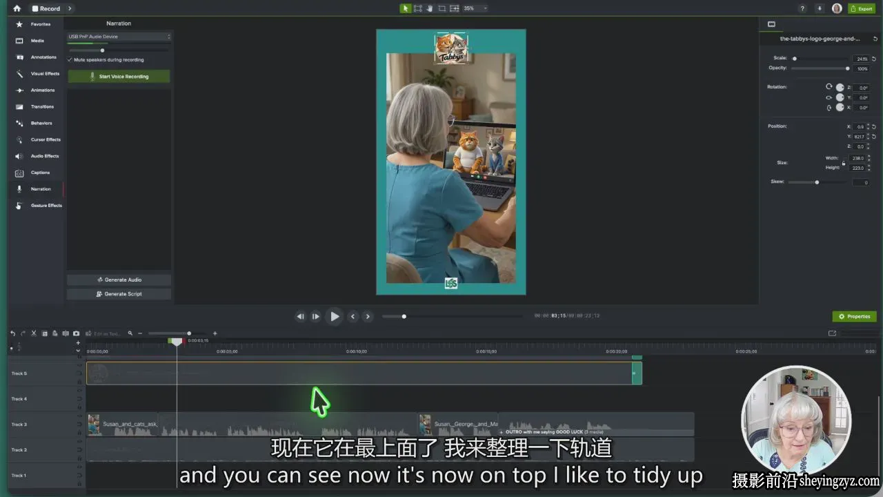 用Google Flow创建《虎斑猫》AI角色视频系列教程-叠加精翻中英字幕