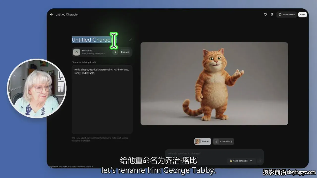 用Google Flow创建《虎斑猫》AI角色视频系列教程-叠加精翻中英字幕