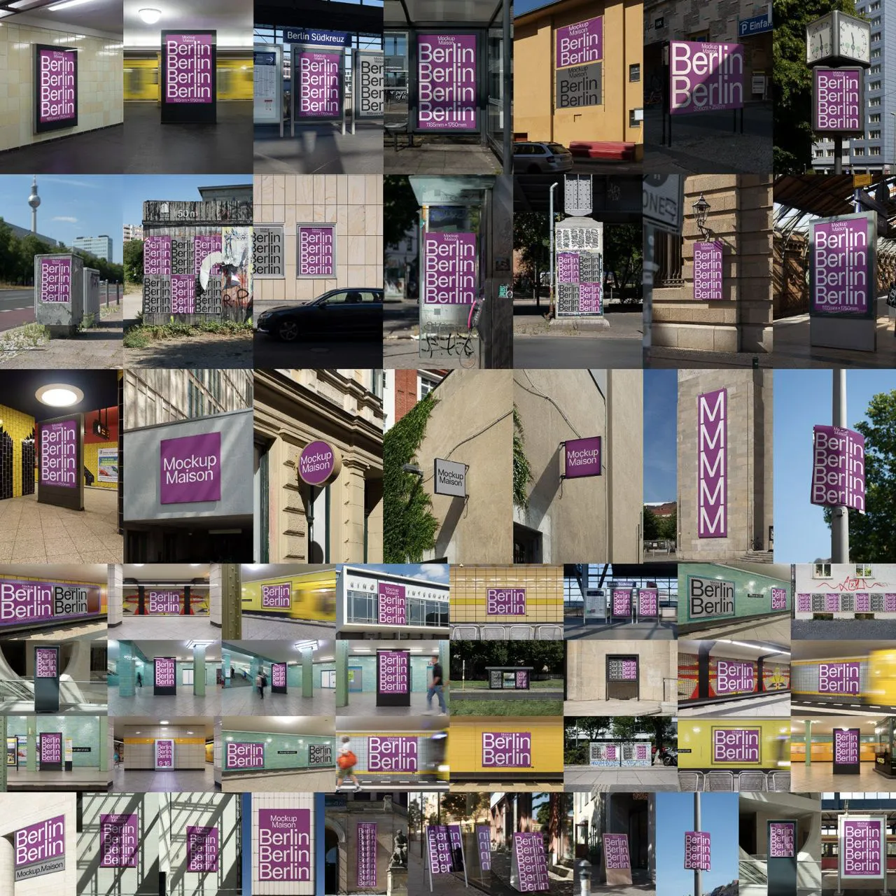 Mockup Maison - 柏林系列76个模型-A形框架,横幅,广告牌,屏幕,标牌,海报