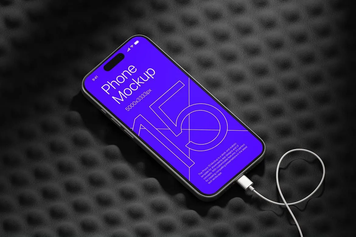 10种独立带有酷炫背景iPhone15高保真PS样机模型合集