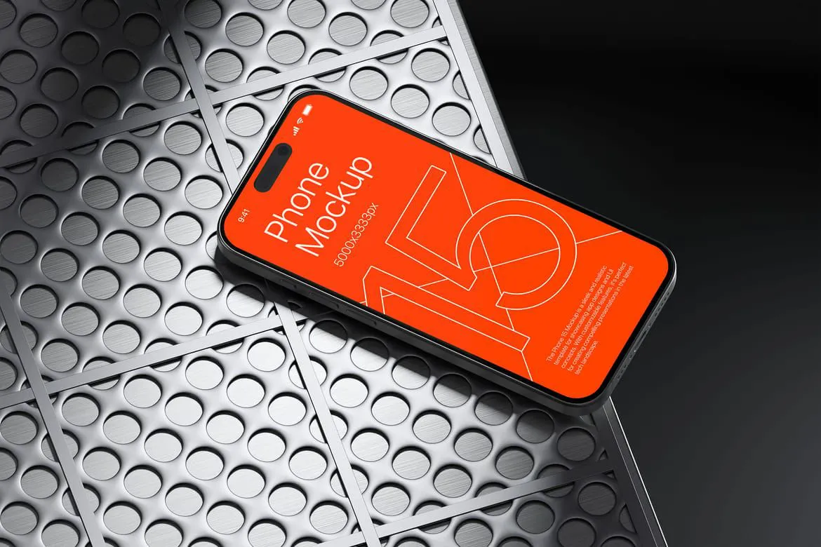 10种独立带有酷炫背景iPhone15高保真PS样机模型合集