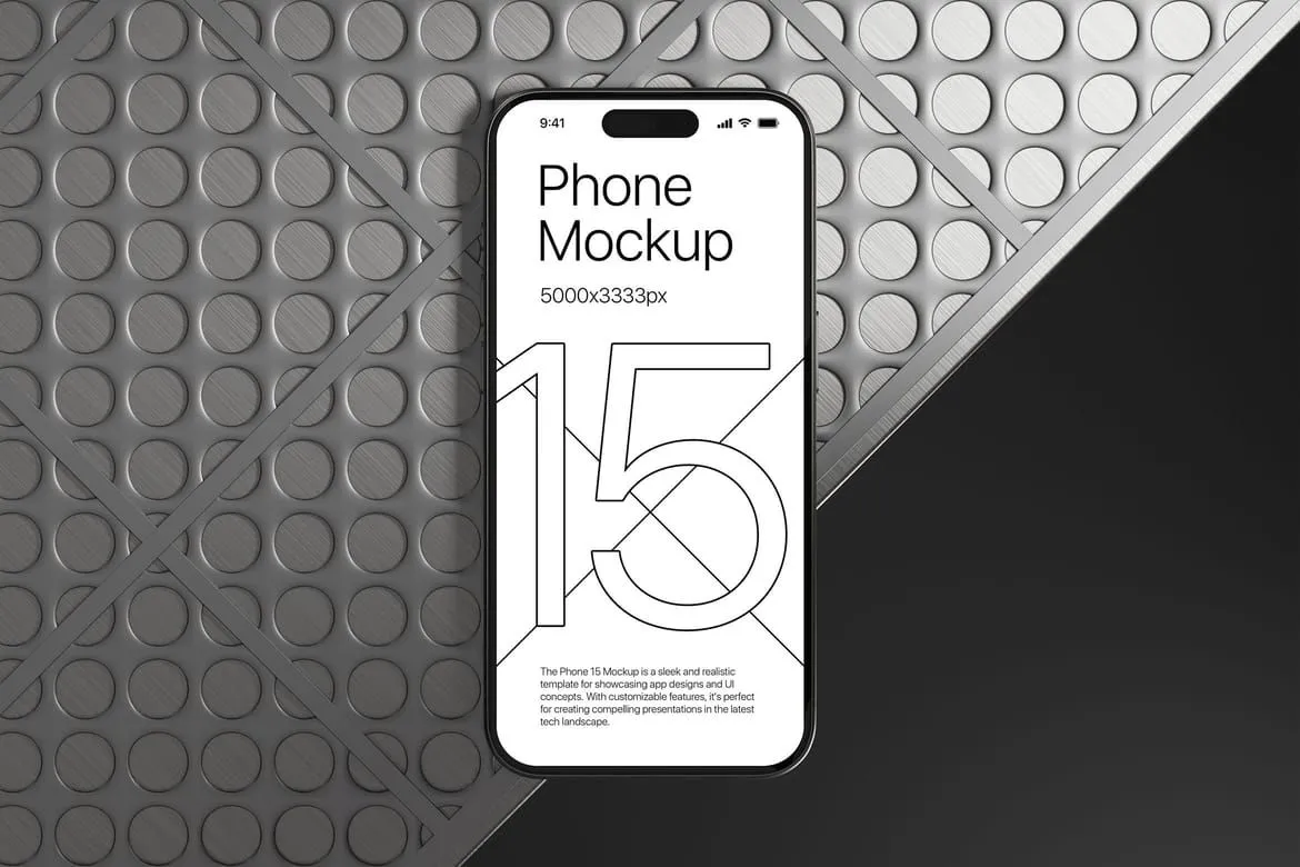 10种独立带有酷炫背景iPhone15高保真PS样机模型合集