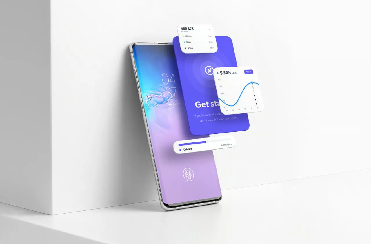 11种安卓智能手机样机模型场景Galaxy S10+智能手机型号样机