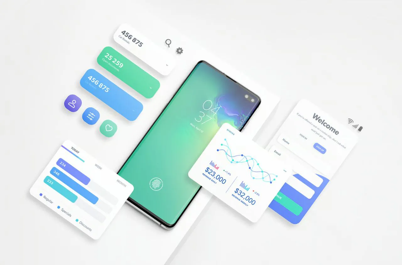 11种安卓智能手机样机模型场景Galaxy S10+智能手机型号样机