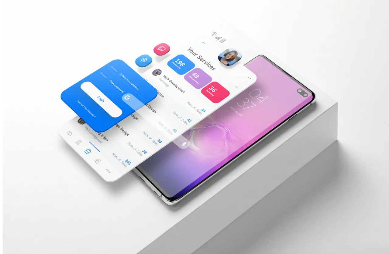 11种安卓智能手机样机模型场景Galaxy S10+智能手机型号样机