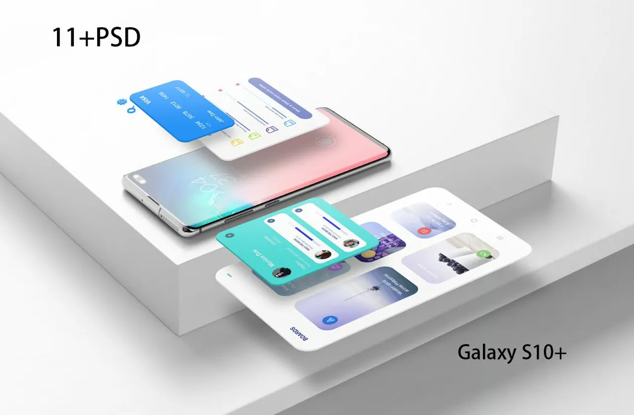 11种安卓智能手机样机模型场景Galaxy S10+智能手机型号样机