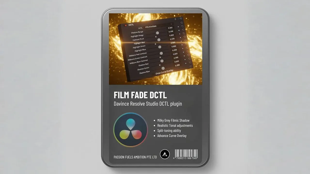 DaVinci Resolve胶片褪色模拟电影感调色插件 PFA FilmFade DCTL