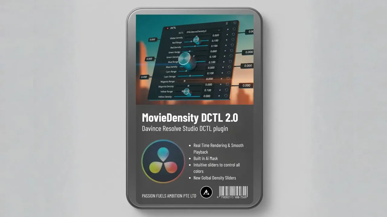 DaVinci Resolve 电影色彩密度调色插件 PFA Movie Density DCTL 2.0