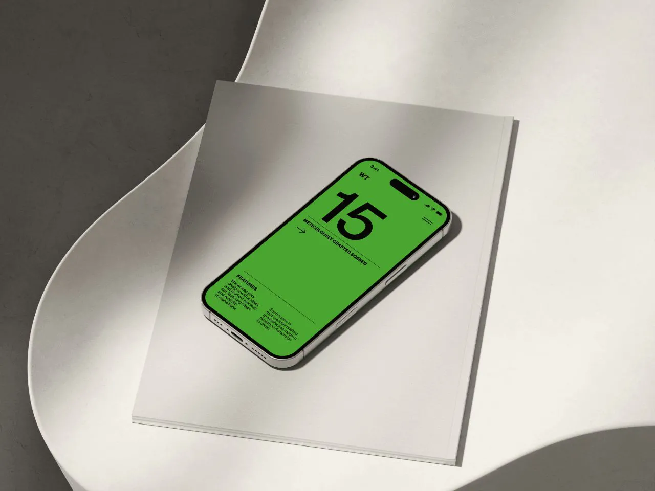 15种不同的真实场景iPhone16极简手机PS样机模型合集