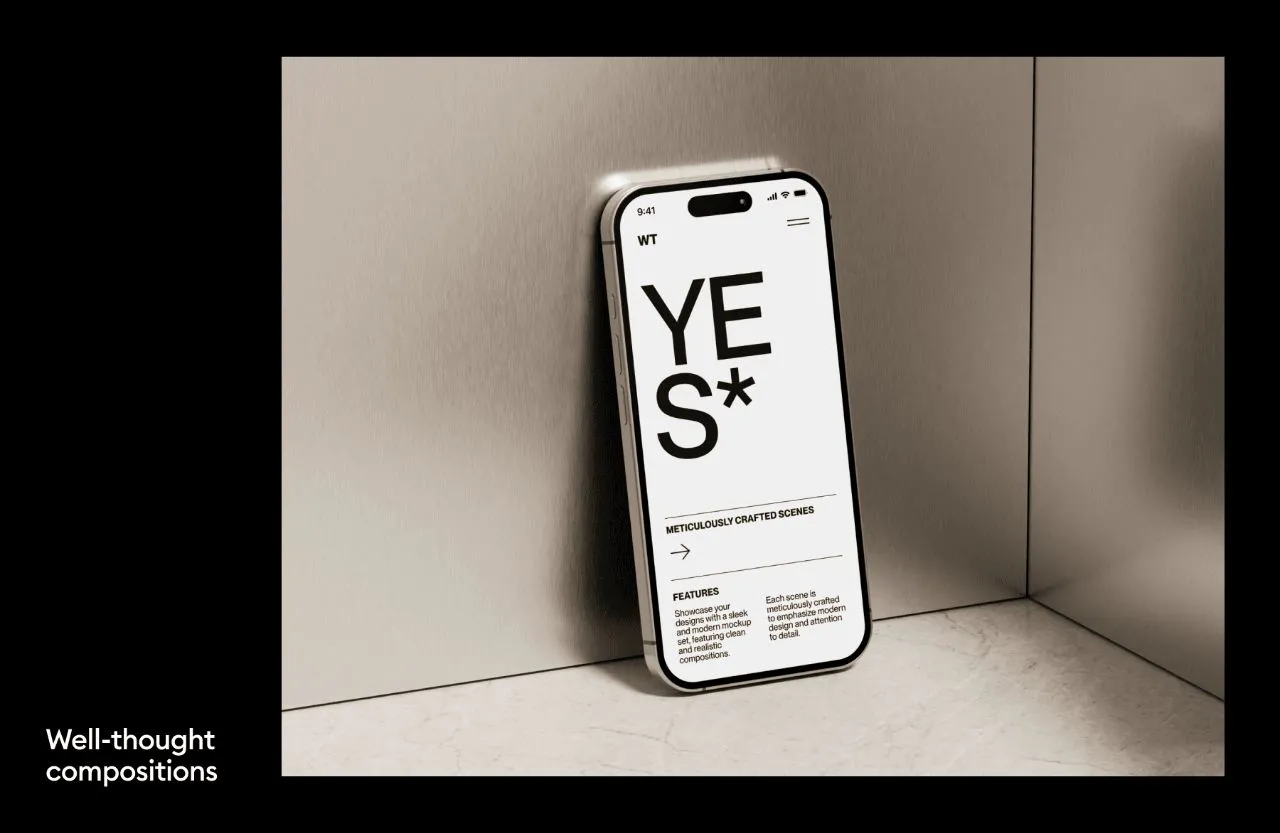 15种不同的真实场景iPhone16极简手机PS样机模型合集