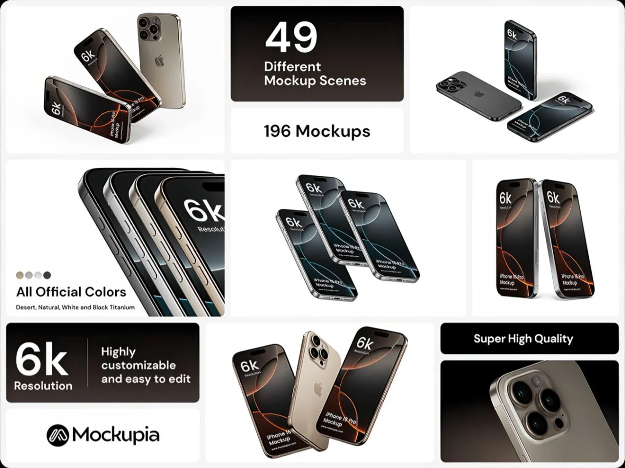49个多样化场景 iPhone 16 Pro 广告演示PS样机模型大合集