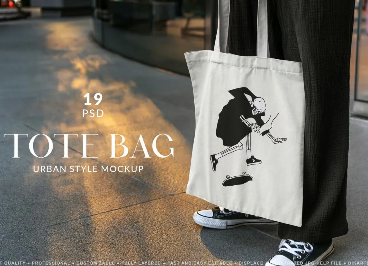 19种城市帆布手提袋样机模型合集 Tote Bag Urban Mockups