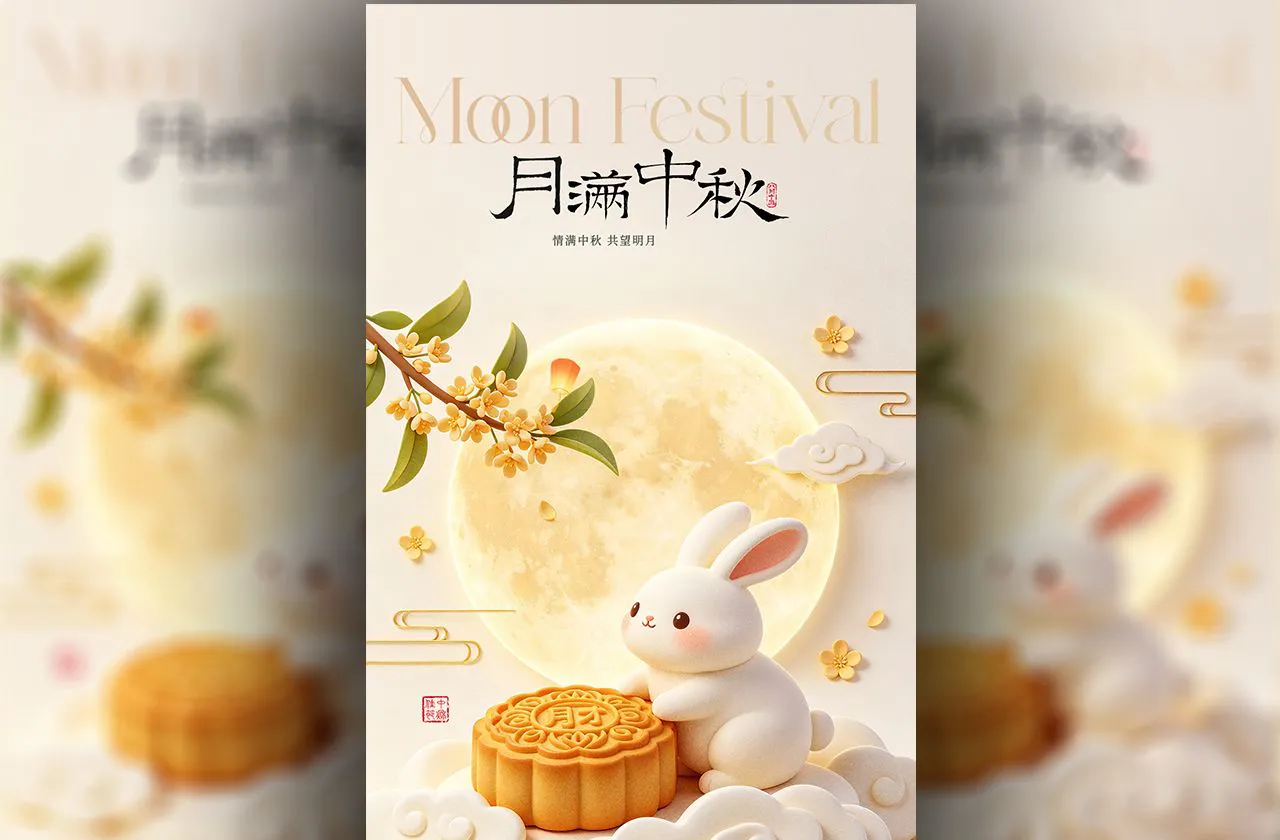 月满中秋传统风格海报设计免费PSD分层素材