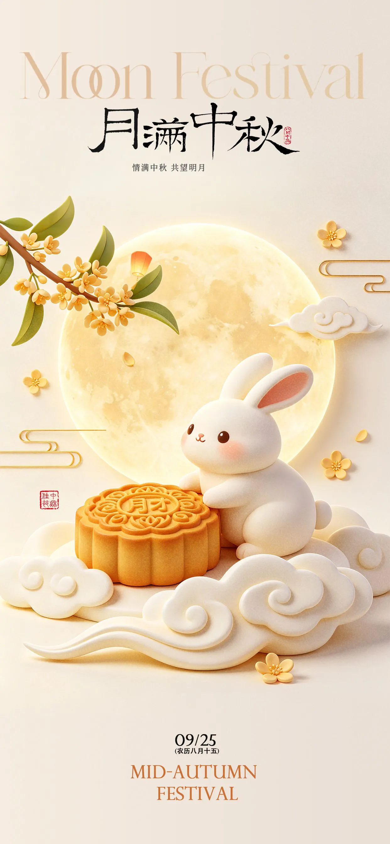 月满中秋传统风格海报设计免费PSD分层素材