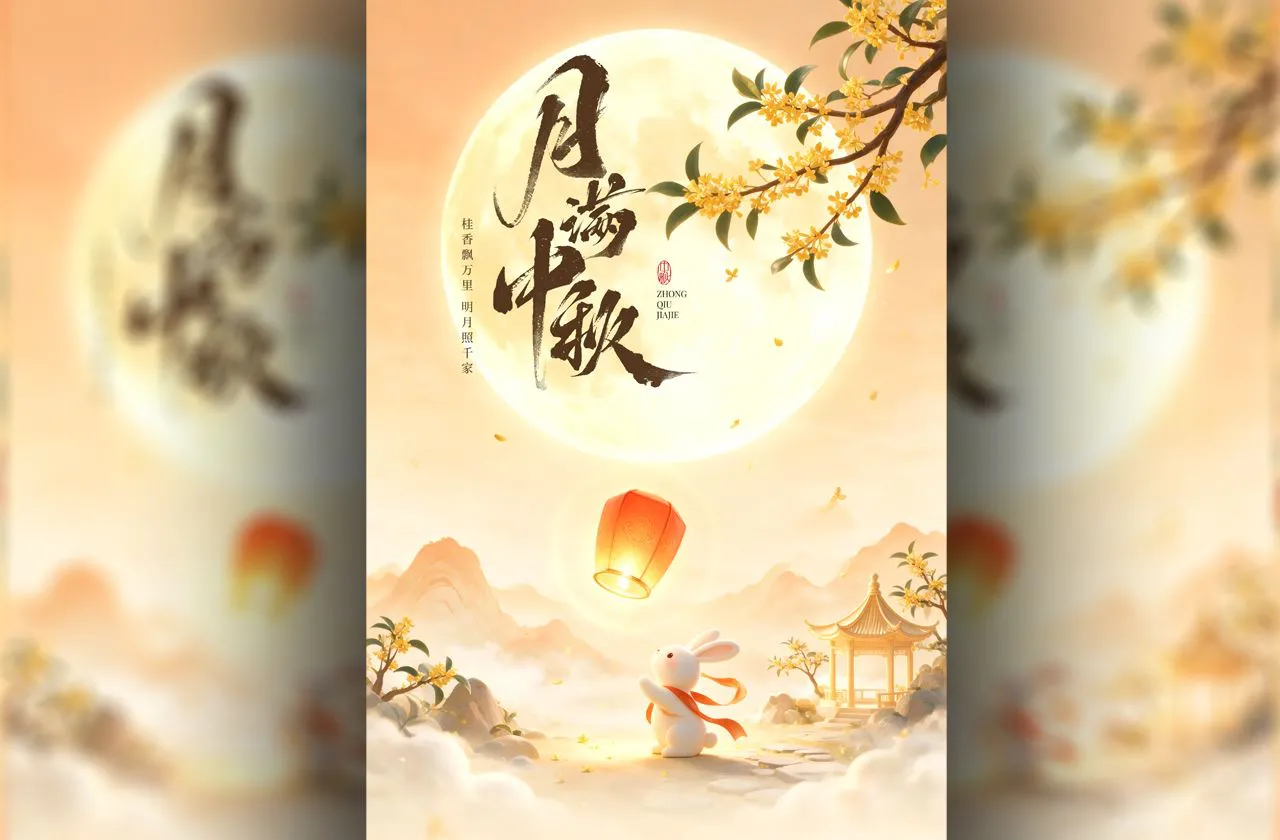 月光所至皆是团圆月满中秋海报设计免费PSD素材
