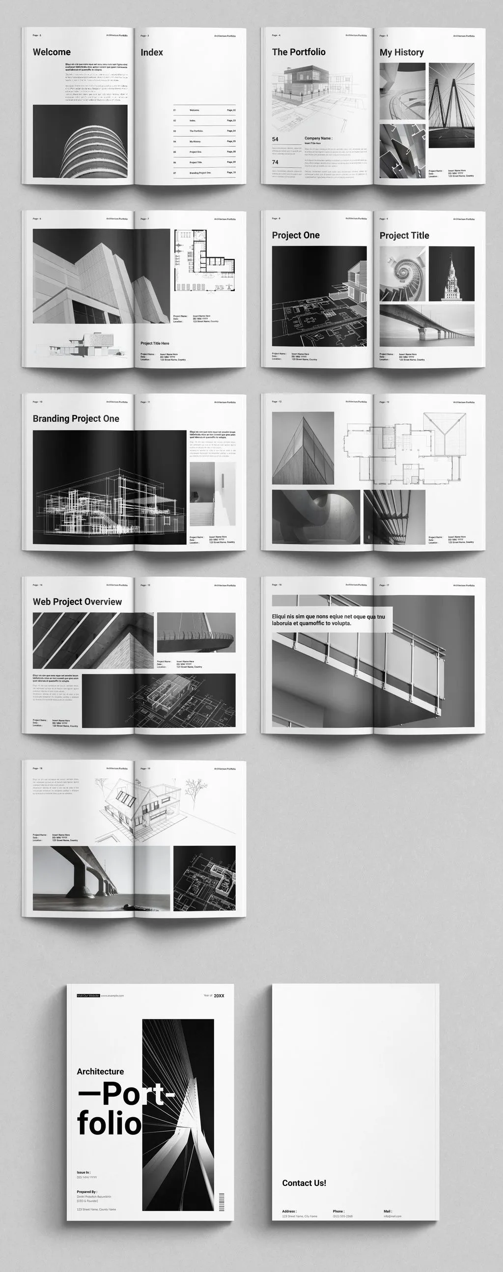 建筑品牌展示摄影集作品集屏蔽布局InDesign模板素材