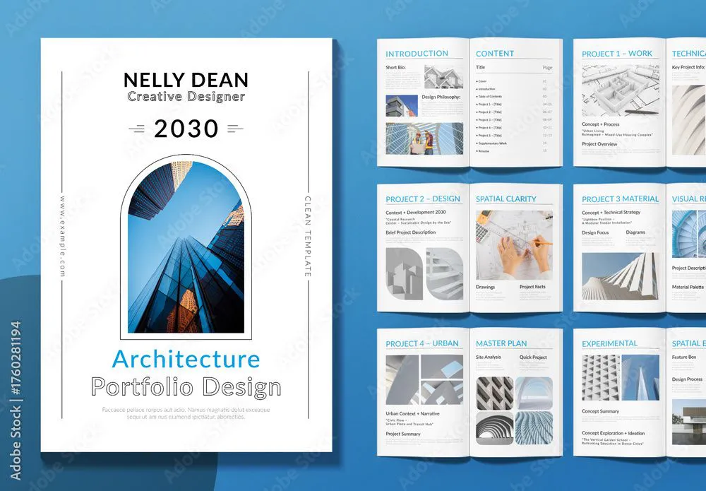 平面建筑设计师建筑作品集排版布局InDesign模板素材