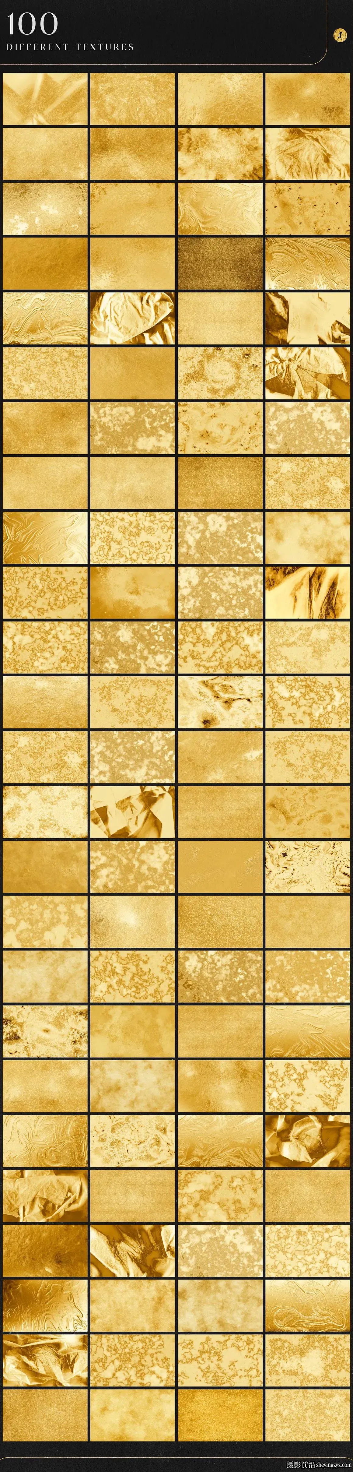 100种金箔液态金属金色质感高清纹理素材