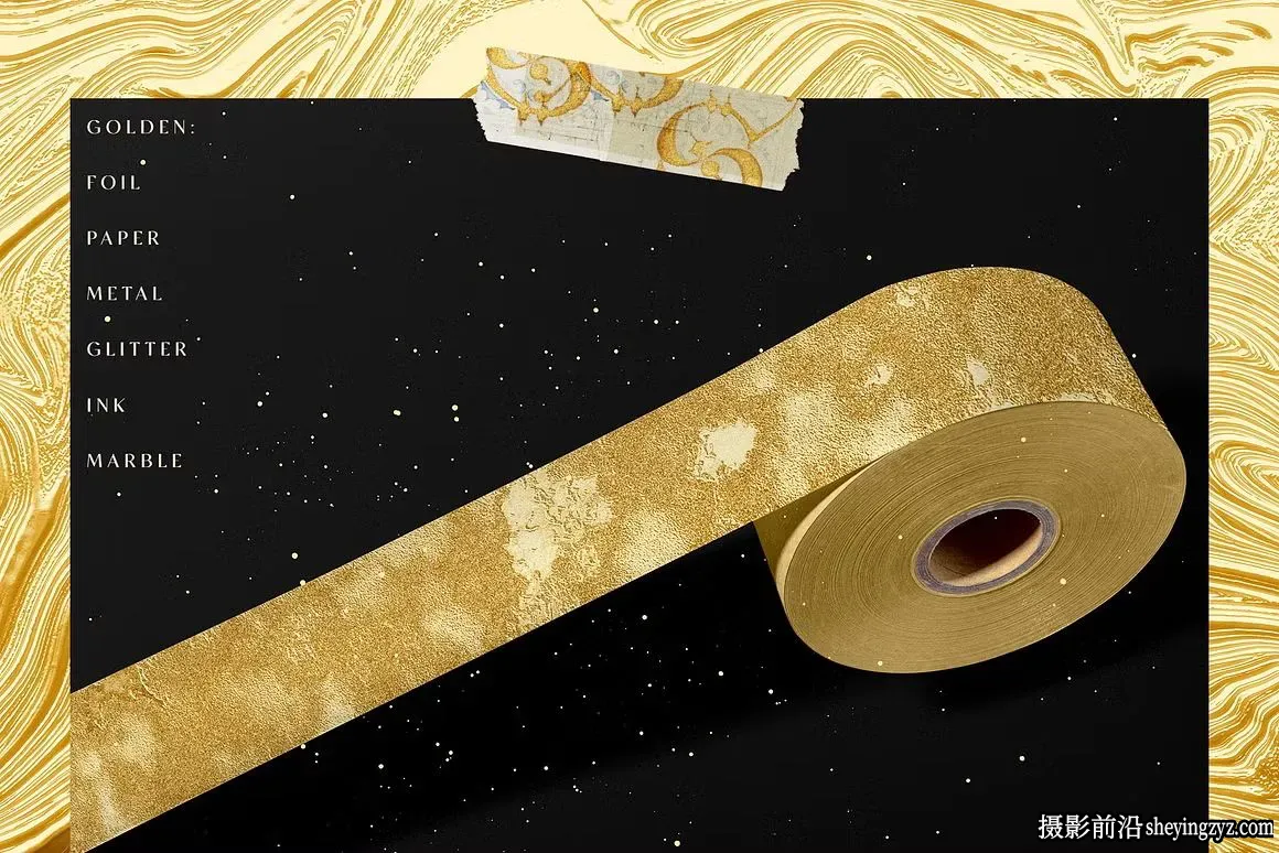 100种金箔液态金属金色质感高清纹理素材