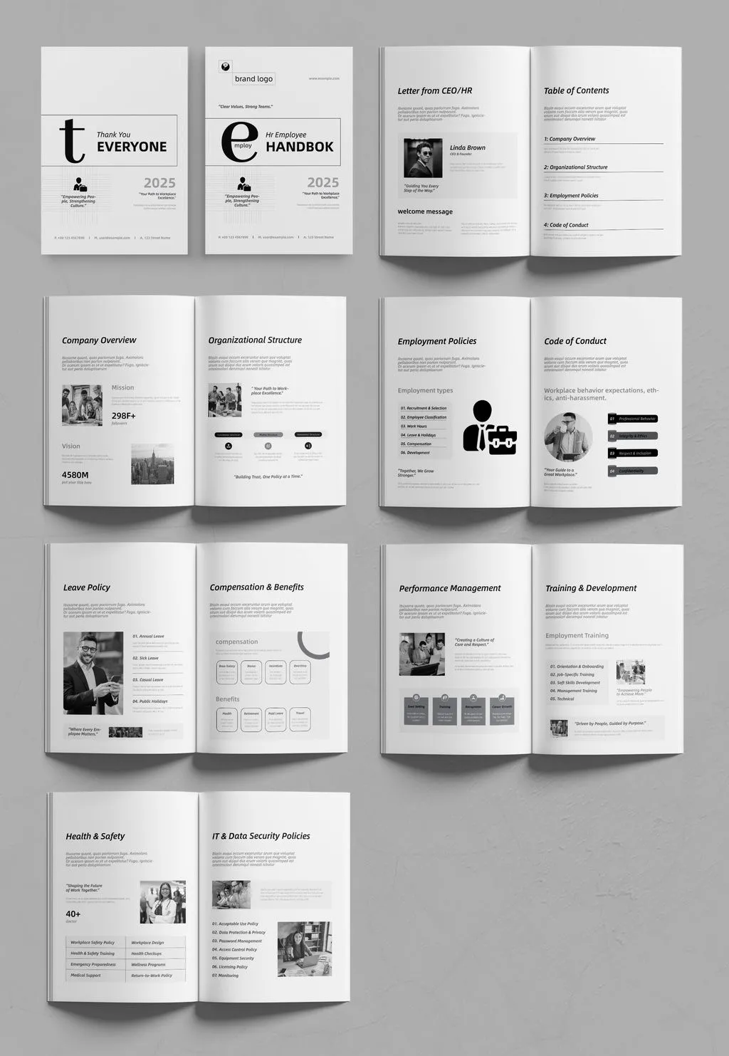 企业公司员工政策手册排版布局InDesign模板素材