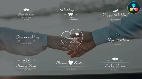 达芬奇模板-9种优雅婚礼文本标题动画VH-47518274