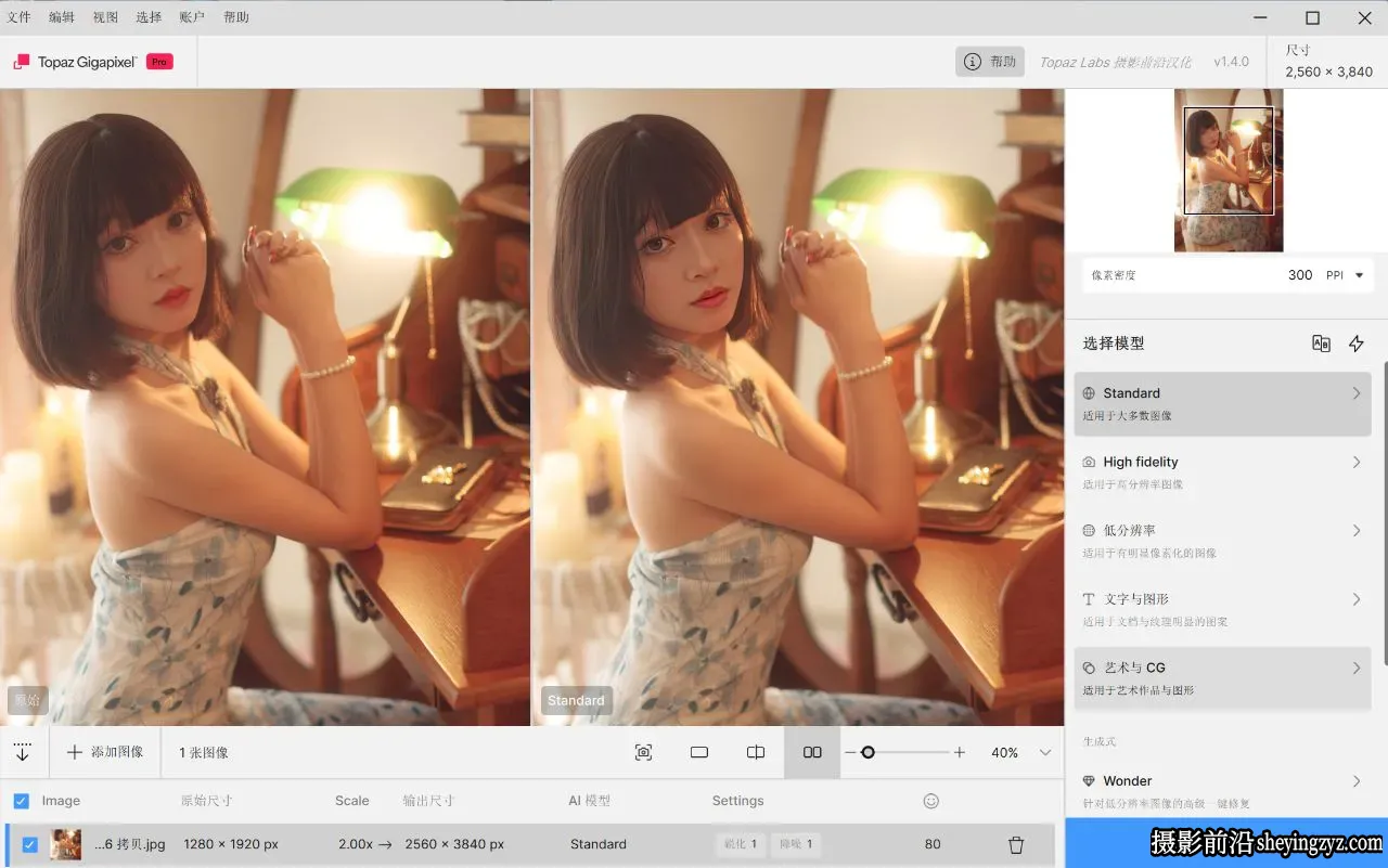 Topaz Gigapixel Pro v1.4.0中文正式版-AI图像无损放大插件