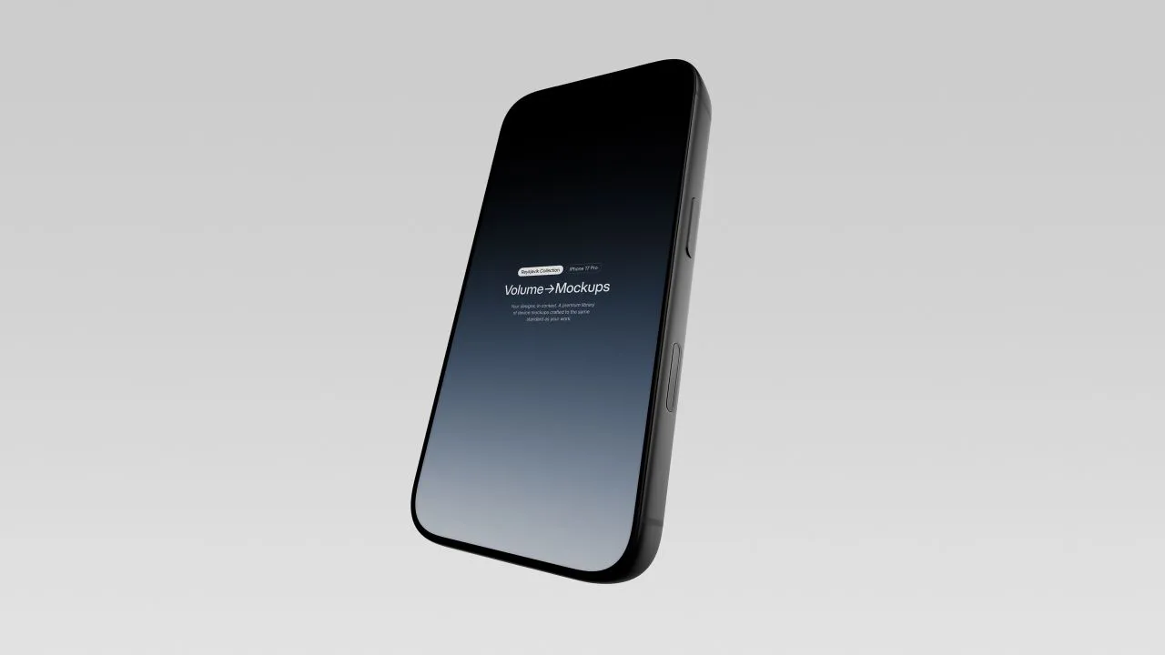 18个高分辨率iPhone 17 Pro模型纵向和横向倾斜透视构图样机模型