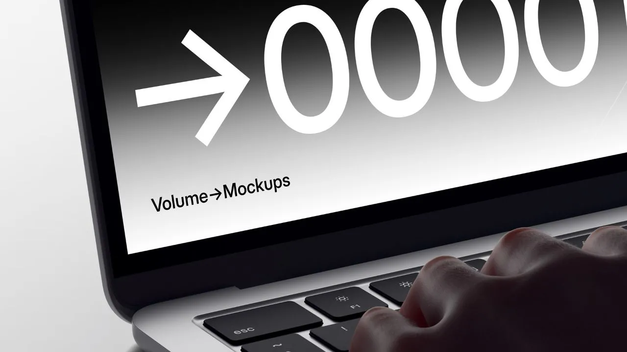 12个手持MacBook Air 2024的高级样机品牌UI/UX设计或演示模型