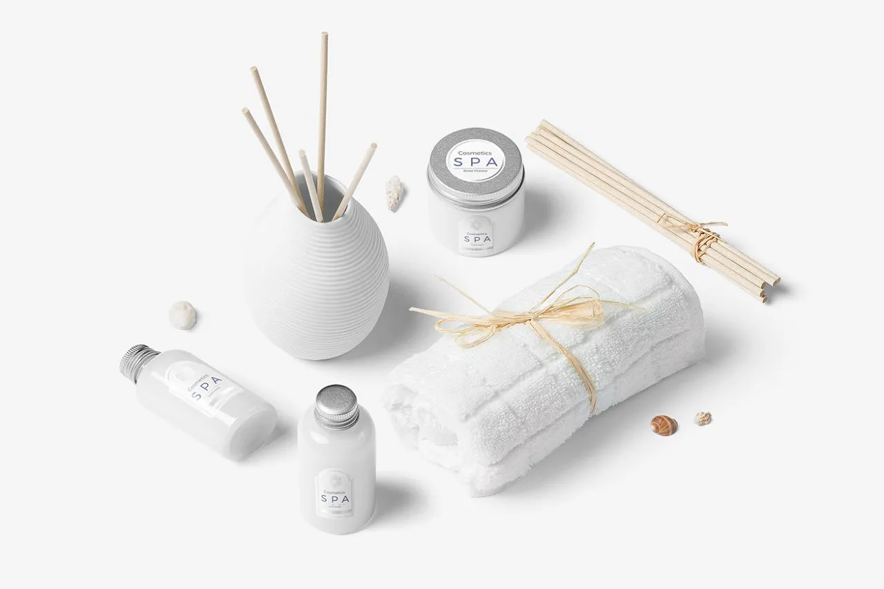 水疗美容化妆品模型制作器-15场景+100多种独立化妆品物品样机模型