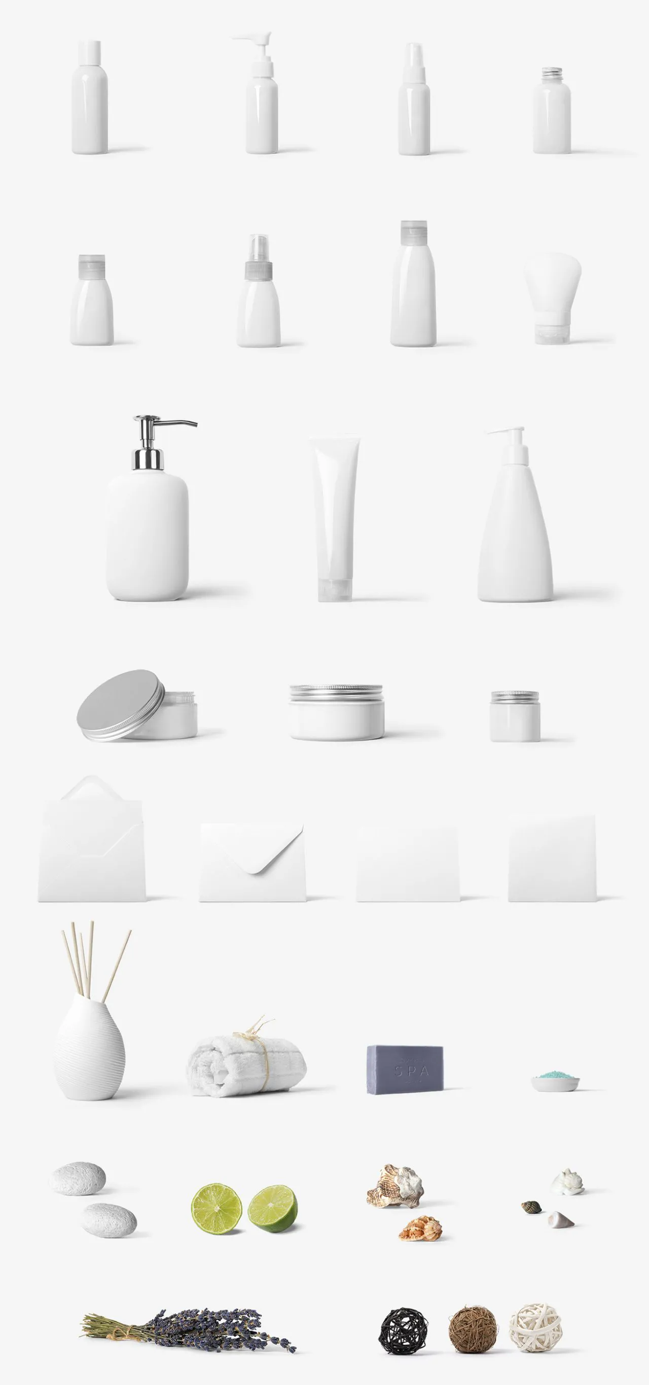 水疗美容化妆品模型制作器-15场景+100多种独立化妆品物品样机模型