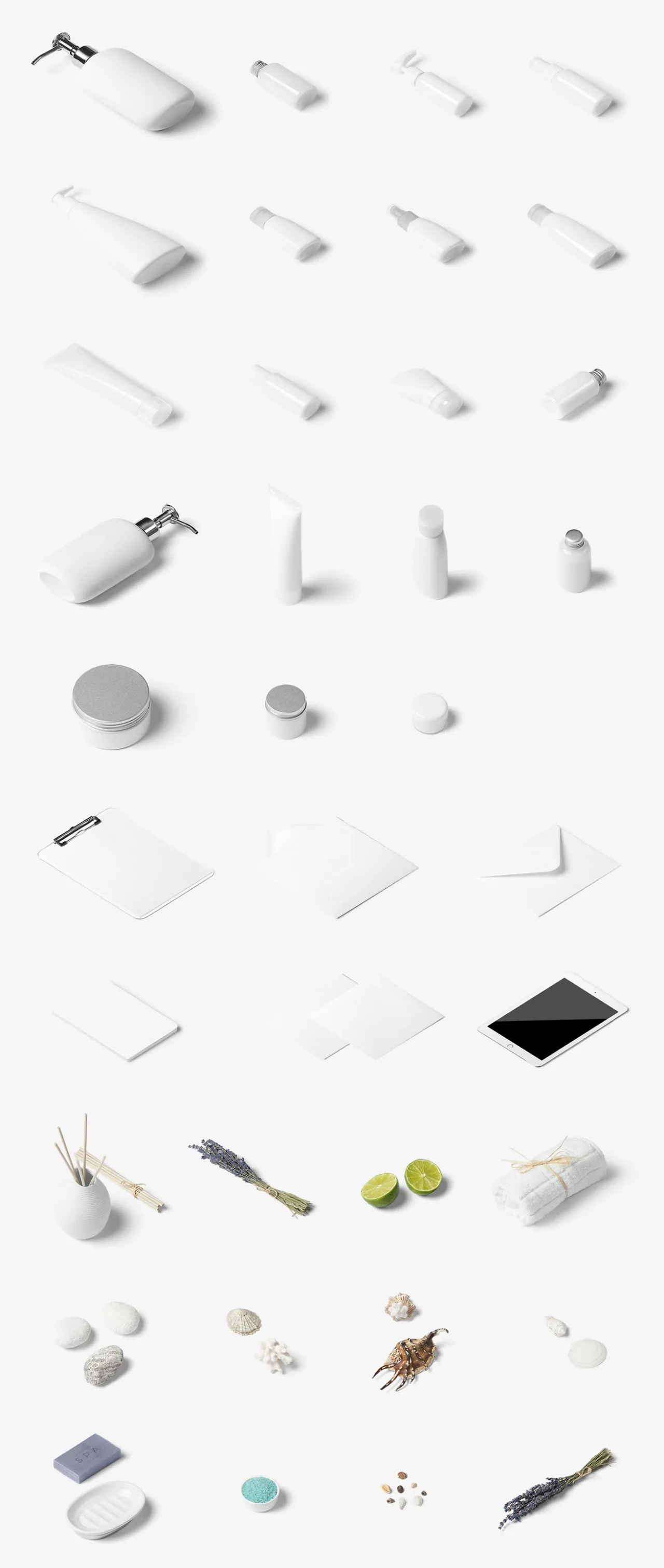 水疗美容化妆品模型制作器-15场景+100多种独立化妆品物品样机模型